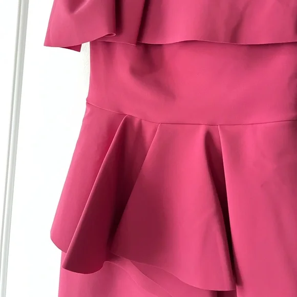 Chiara Boni Pink One Shoulder Ruffle Peplum Dress - Picture 2 of 9